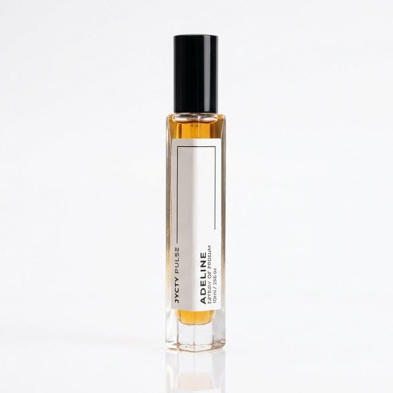 Perfume bottle labeled 'Adeline' on a white background