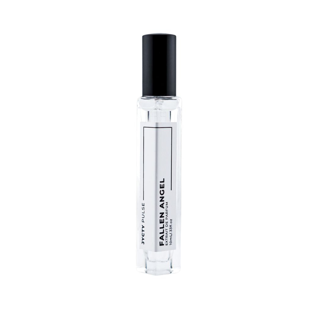 Small 10ml perfume bottle labeled 'Fallen Angel' by JYCTY on a white background