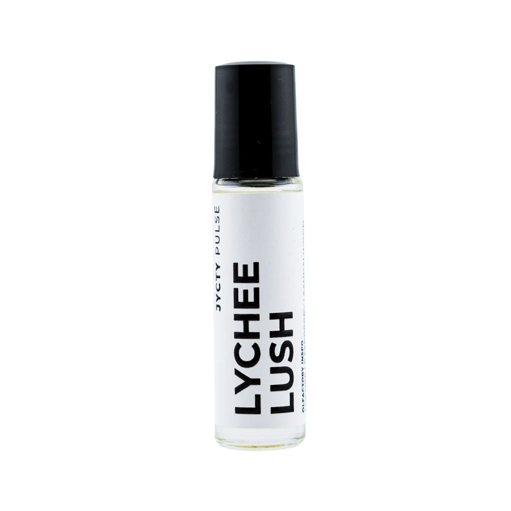 Roll-on bottle of 'Lychee Lush' perfume by By Terry on a white background