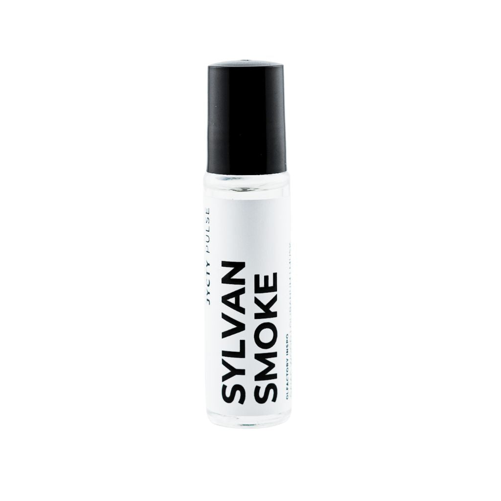 Sylvan Smoke perfume oil bottle with woody musk character
