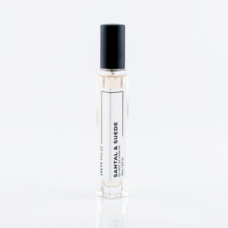 10ml Perfume bottle labeled 'Santal & Suede' on a white background