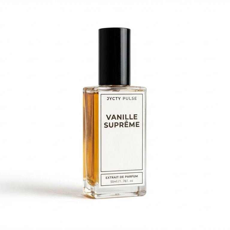 50ml Perfume bottle labeled 'Vanille Supreme' by JYCTY Pulse on a white background